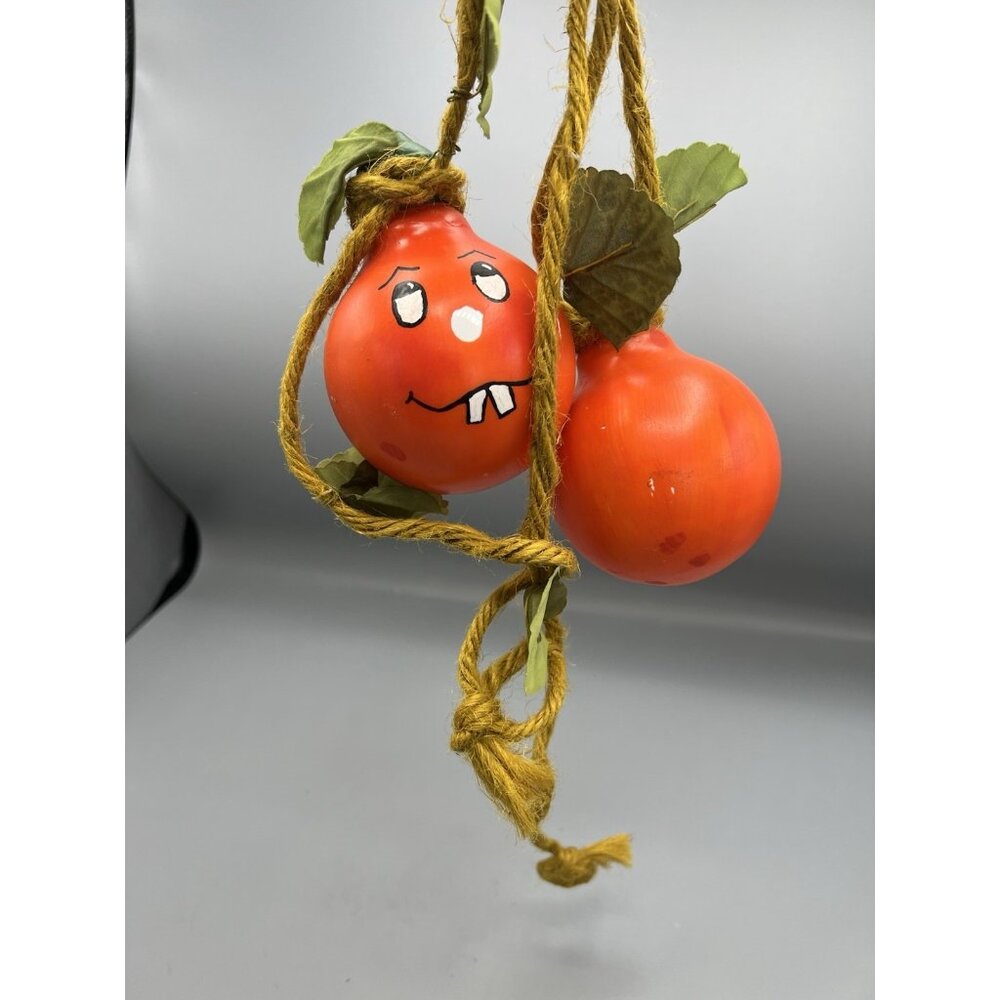 VTG Polish Halloween Pumpkin Glass Electric Light Bulbs Ornament Poland Raffia - Picture 13 of 13